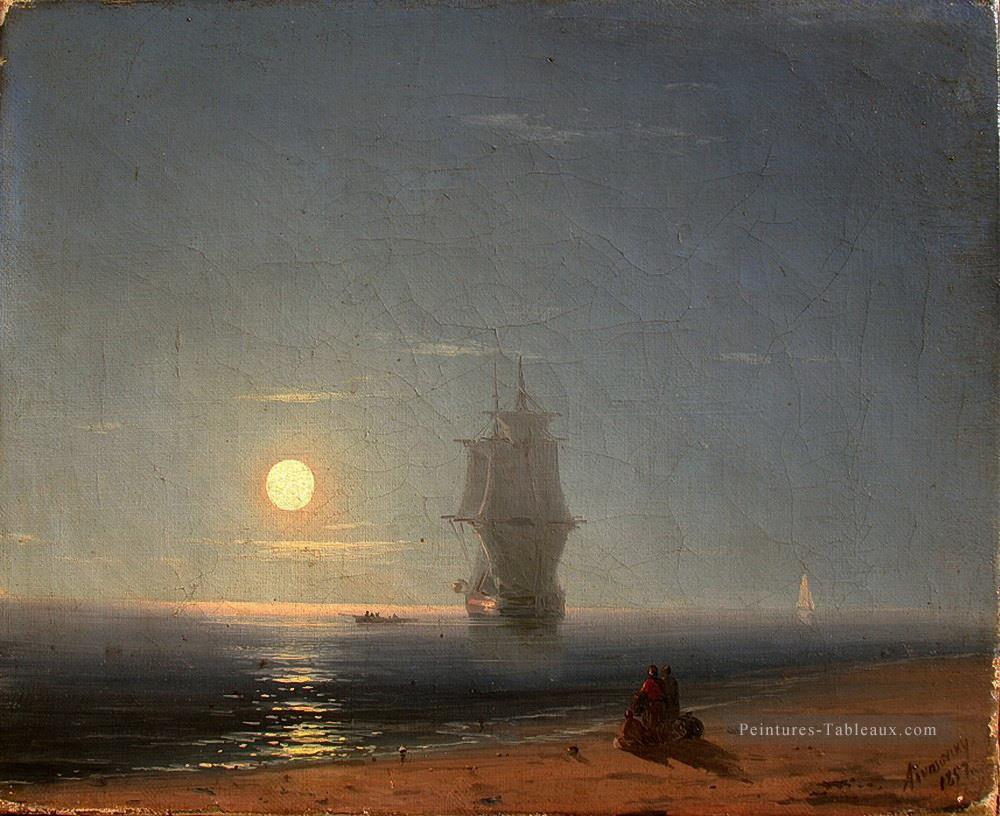 nuit lunaire 1857 Romantique Ivan Aivazovsky russe Peintures à l'huile